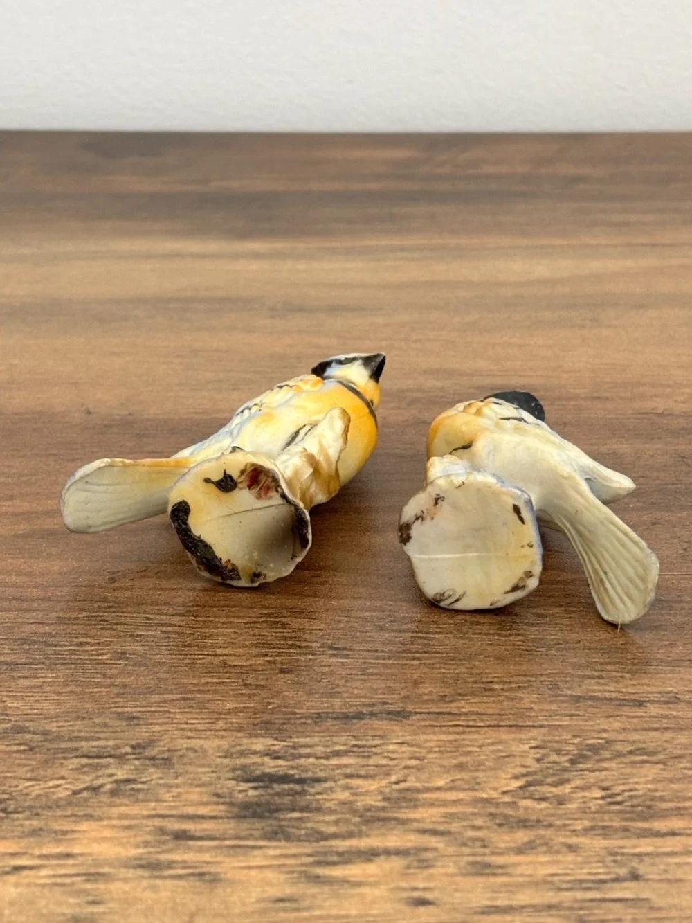 VINTAGE Mid century Blue Jay Perched on Branch Figurine Collectible Pair SET 2